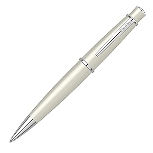 scrikss chic ball point pen ivory lacquer brass body chrome plated metal accessories