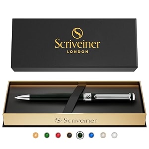 scriveiner black green ballpoint pen - black green luxury pen chrome finish schmidt black refill best ball pen gift set for men amp women professional executive office nice designer pen