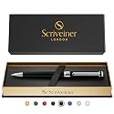 Scriveiner Black Green Ballpoint Pen - Black Green Luxury Pen, Chrome Finish, Schmidt Black Refill, Best Ball Pen Gift Set for Men &amp; Women, Professional Executive Office, Nice Designer Pen