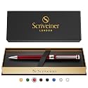 Scriveiner Deep Crimson Ballpoint Pen - Stunning Red Lacquer Luxury Pen, Chrome Finish, Schmidt Black Refill, Best Ball Pen Gift Set for Men &amp; Women, Professional Executive Office, Nice Designer Pen