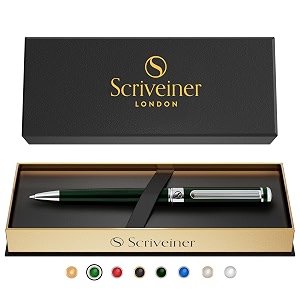 scriveiner green ballpoint pen - stunning british racing green luxury pen chrome finish schmidt black refill best ball pen gift set for men amp women professional executive office nice designer pen