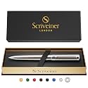 Scriveiner Stainless Steel Ballpoint Pen - Stunning Luxury Pen with Stainless Steel Finish, Schmidt Black Refill, Best Ball Pen Gift Set for Men &amp; Women, Professional, Executive, Office, Nice Pens