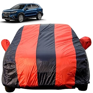 scross dustproof car cover with mirror amp antenna pockets red blue stripes taffeta polystertriple stitched compatible with maruti scross car cover 2014 to 2022 scross car accessories