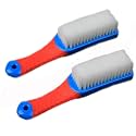 Scrub Brush Comfort Grip &amp; Flexible Stiff Bristles Heavy Duty for Bathroom Shower Sink Carpet Floor, Blue Red