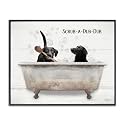 Scrub a Dub Dog Bath Humor, 11 x 14 Inch Framed Giclée Print