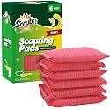 SCRUBIT Multi-Purpose Scouring Pad - Non-Scratch Cleaning Sponges for Pots, Pans, Dishes, Utensils &amp; Non-Stick Cookware - Scrubbing Pads Use for Kitchen, Bathroom - 6 Pack Dish Sponge- (Red)