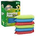 SCRUBIT Multi-Purpose Scouring Pad - Non-Scratch Cleaning Sponges for Pots, Pans, Dishes, Utensils &amp; Non-Stick Cookware - Scrubbing Pads Use for Kitchen, Bathroom - 6 Pack Dish Sponge - (Colored)