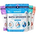 Scrubzz Disposable No Rinse Bathing Wipes - All-in-1 Single Use Shower Wipes, Simply Dampen, Lather, and Dry Without Shampoo or Rinsing (Variety Pack, 4-Pack)