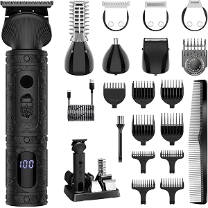 scttomon beard trimmer for men professional mens beard grooming kit t-blade trimmer razor nose body trimmer hair cutting kit cordless 7 in 1 black