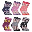 SDBING Kids Merino Wool Hiking Socks - Toddler Boys & Girls Warm Thick Thermal Winter Crew Socks - 6 Pairs
