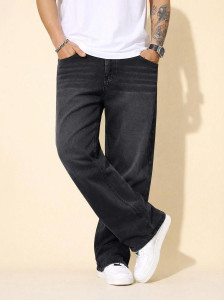 SDFLY Straight Fit Men Black Grey Jeans