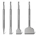 SDS Plus Chisel Set, 4PCS Alloy Steel SDS Chisel Bits for Rotary Hammer, Tile Removal Tool for Demolition Chipping Scaling Grooving, Removing Cement Thinset Mortar Vinyl