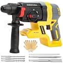 SDS Plus Cordless Rotary Hammer Drill for De-walt 20v Max Battery, Hammer Drill 20v Brushless for Concrete/Masonry/Wood/Metal, Rotomartillo, 4 Functions, 5 Drills with Gloves (Battery Not Included)