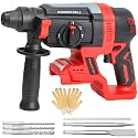 SDS Plus Cordless Rotary Hammer Drill for Milwaukee M18 Battery, Hammer Drill 18v Brushless for Concrete/Masonry/Wood/Metal, Rotomartillo, 4 Functions, 5 Drills with Gloves (Battery Not Included)