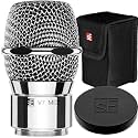 SE ELECTRONICS V7 MC2 Wireless Microphone Capsule - Compatible with Sennheiser Wireless Transmitters - Professional Dynamic Microphone for Singing, Speech &amp; Music Studio Recording (Chrome MP03 Pouch)