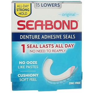 sea-bond denture adhesive wafers lowers original 15 each pack of 6