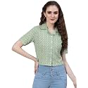 Sea Green Floral Embroidered Cotton Shirt Style