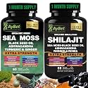 Sea Moss &amp; Himalayan Shilajit Supplement Combo–Herbal Formula with Black Seed Oil, Ashwagandha, Rhodiola, Turmeric, Ginger – Mineral, Antioxidant Support–Organic, Halal, Vegan Capsules–120 Count