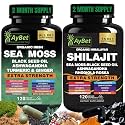 Sea Moss & Himalayan Shilajit Supplement Combo–Herbal Formula with Black Seed Oil, Ashwagandha, Rhodiola, Turmeric, Ginger – Mineral, Antioxidant Support–Organic, Halal, Vegan Capsules–240 Count