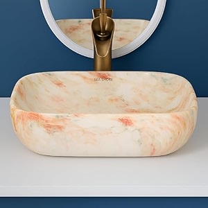 sea shorepremium multicolour ceramic tabletop wash basin over counter bathroom sink 465x325x13 cm