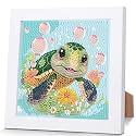 Sea Turtle Diamond Art Painting Kits for Kids with Frame Ages 6-9 (7x7 in)
