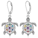 Sea Turtle Earrings for Women Chakra Lotus Turtle Earrings Dangle Jewelry