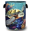 Sea Turtle Laundry Basket Oxford Cloth Foldable Hamper 18.9x16.5 Inch