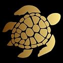 Sea Turtle [Pick Any Color] Vinyl Transfer Sticker Decal for Laptop/Car/Truck/Window/Bumper (5in x 4.5in, Gold)