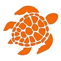 Sea Turtle [Pick Any Color] Vinyl Transfer Sticker Decal for Laptop/Car/Truck/Window/Bumper (2in x 1.8in [6-Pack], Orange)