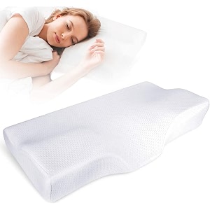orthopedic memory foam pillow for neck and shoulder pain - bed pillows for sleeping with washable covere-13254 neck-curve