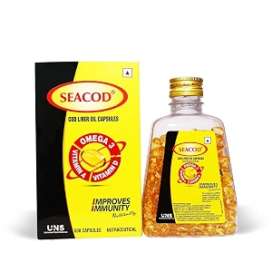 seacod pure cod liver oil capsules 300mg with omega 3 vitamin a amp d for kids amp adults 500 softgels