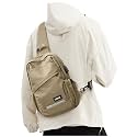 SEAFEW Khaki Sling Bag for Men women, Small Anti Theft One Strap Motorcycle Backpack, Mini Sling Tactical Chest Bag Daypack Crossbody Sling Backpacks for Casual Travel Hiking Gym Outdoor Sports