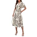 SEAFORM Women's Casual Long Dress V-Neck Retro Floral Print Dresses