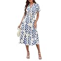 SEAFORM Women's Casual Long Dress V-Neck Retro Floral Print Dresses