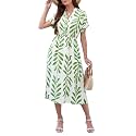 SEAFORM Women's Casual Long Dress V-Neck Retro Floral Print Dresses
