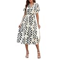 SEAFORM Women's Casual Long Dress V-Neck Retro Floral Print Dresses