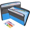 Seagull flight of fashion 13 Pockets Expanding File Folder with Sticky Label and Side Pocket, A4 Accordion Document Organizer for Certificates, Students, Office, Interview -35 x 27 x 4 cm - Teal Blue