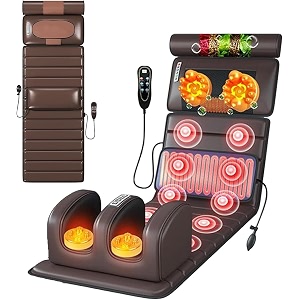 seahelton full body massage chair mat with heat for back pain relief back massage bed with 10 vibrating motors whole body vibration kneading and massage of the neck spine waist and back