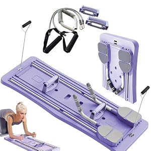 seahelton multifunctional foldable pilates board  sliding workout board  ab core trainer with timer  abdominal plate with resistance rope automatic rebound and elbow support