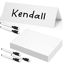 Seajan 105 Pcs White Dry Erase Tent Cards with 5 Black Markers Reusable Name Cards Classroom Table Name Sign School Tents Dry Erase Table Sign for Classroom Workplace Wedding (8.5" X 6")
