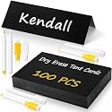 Seajan Black 105 Pcs Dry Erase Tent Cards with 5 Black Markers Reusable Name Cards Classroom Table Name Sign School Tents Dry Erase Table Sign for Classroom Workplace Wedding (8.5" X 6")
