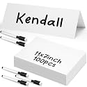 Seajan White 105 Pcs Dry Erase Tent Cards with 5 Black Markers Reusable Name Cards Classroom Table Name Sign School Tents Dry Erase Table Sign for Classroom Workplace Wedding (11" X 7")