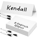 Seajan White 125 Pcs Dry Erase Tent Cards with 5 Black Markers Reusable Name Cards Classroom Table Name Sign School Tents Dry Erase Table Sign for Classroom Workplace Wedding (8.5" X 6")