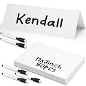 Seajan White 55 Pcs Dry Erase Tent Cards with 5 Black Markers Reusable Name Cards Classroom Table Name Sign School Tents Dry Erase Table Sign for Classroom Workplace Wedding (11" X 7")