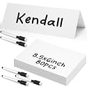 Seajan White 85 Pcs Dry Erase Tent Cards with 5 Black Markers Reusable Name Cards Classroom Table Name Sign School Tents Dry Erase Table Sign for Classroom Workplace Wedding (8.5" X 6")