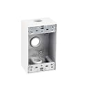 Sealproof 1-Gang 3 1/2-Inch Holes Weatherproof Rectangular Exterior Electrical Outlet Box with 3 Outlet Holes, Three 1/2" Holes, Single Gang, UL Listed, White
