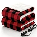 Sealy 12-Volt Heated Car Blanket, 2 USB Output Ports, 59"x43", Red Plaid