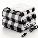 Sealy 12-Volt Electric Portable Heated Car Blanket, 59"x43", Black Plaid