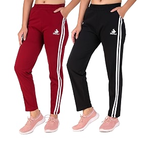 seaprint women39s stripe design athletic running trackpants with side pockets  stretchable cotton blend  comfortable lower gym wear for ladies  trouser  workout pants