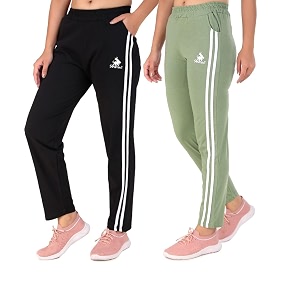 seaprint women39s stripe design athletic running trackpants with side pockets  stretchable cotton blend  comfortable lower gym wear for ladies  trouser  workout pants